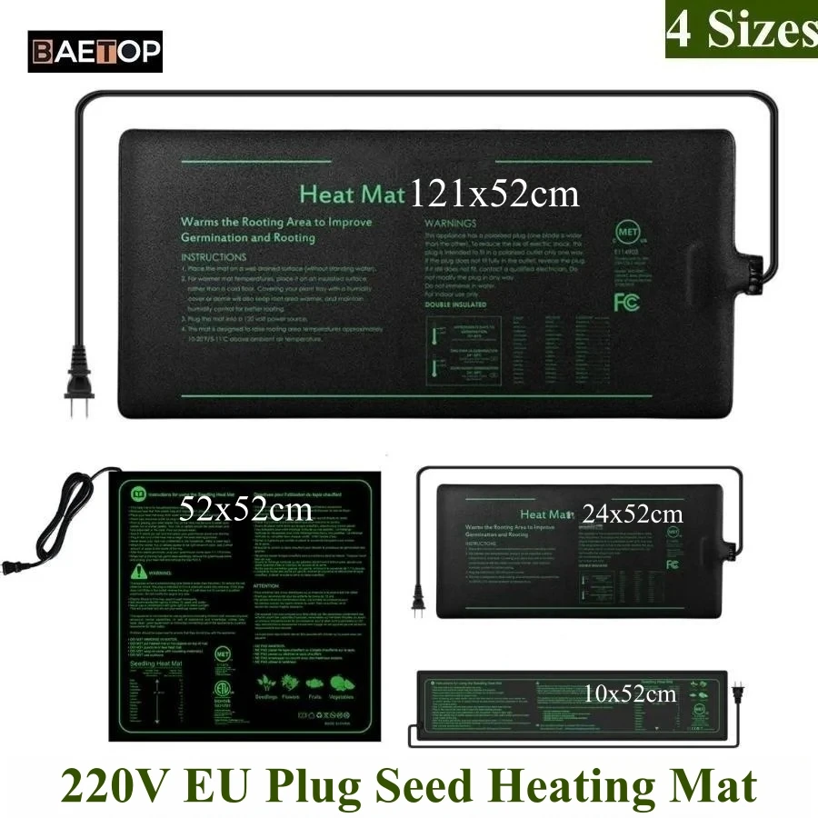 Heat Mat Seedling - 4 boyutları 220 V AB Tak