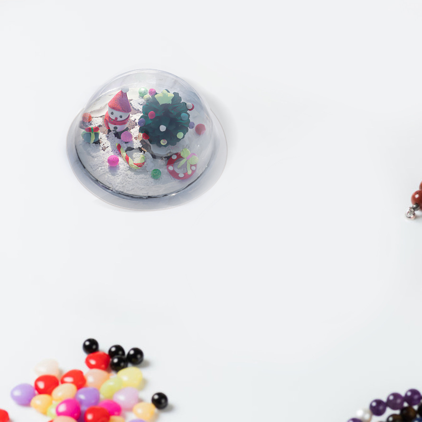Plastic Dome Clear - 12 Adet Şeffaf Doldurulabilir Plastik Kar