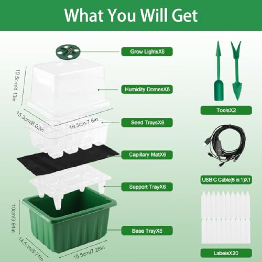Işıklı Tohum Başlangıç ​​Tepsi - Humidity Dome Kit incelemesi ve fiyatı